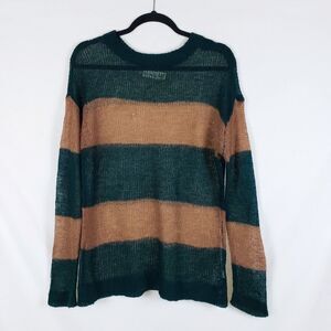 Bycorpus Striped Sheer Sweater Soft Grunge Indie Sleaze Womens M Green Brown